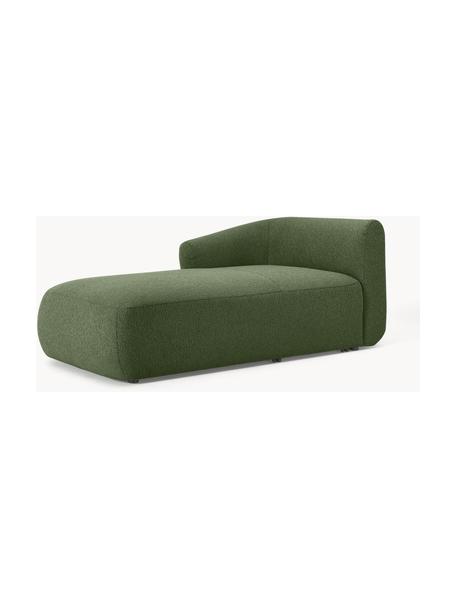 Module méridienne en tissu bouclé Sofia, Bouclé vert foncé, larg. 185 x prof. 92 cm, méridienne à gauche