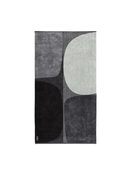 Strandlaken Stones met abstract patroon, Zwart, wit, grijs, B 100 x L 180 cm