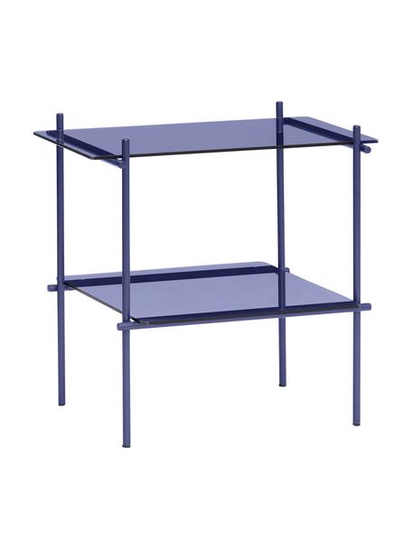 Stolik pomocniczy ze szlanym blatem Niche, Stelaż: metal powlekany, Niebieski, transparentny, S 40 x W 39 cm