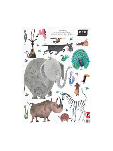 Ensemble de stickers muraux Animals, 23 élém., Film vinyle autoadhésif, mat, Multicolore, larg. 42 x haut. 59 cm