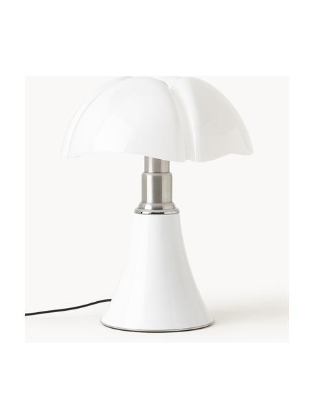 Grosse dimmbare LED-Tischlampe Pipistrello, höhenverstellbar, Weiss, glänzend, Ø 40 x H  50 - 62 cm