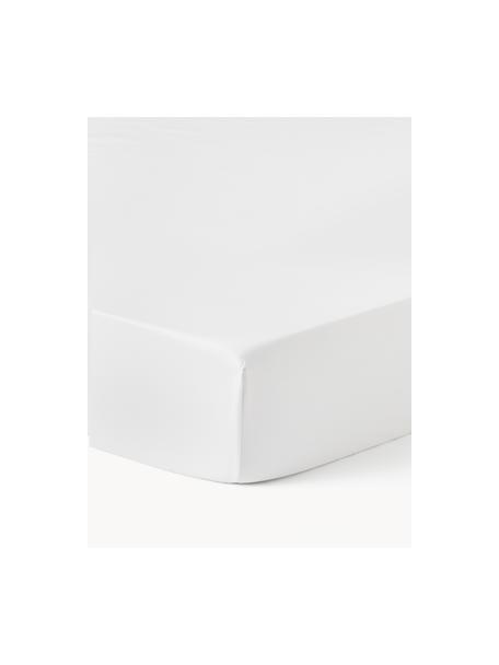 Lenzuolo con angoli topper in raso di cotone Premium, Bianco, Larg. 140 x Lung. 200 cm, Alt. 15 cm