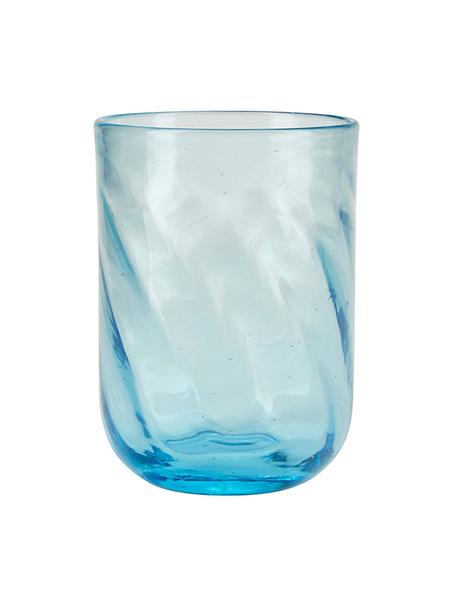Bicchiere acqua azzurro Twist 4 pz, Vetro, Azzurro trasparente, Ø 8 x Alt. 11 cm, 300 ml