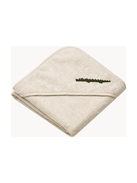 Ręcznik z bawełny organicznej dla dzieci Batu, 100% bawełna organiczna z certyfikatem GOTS, Złamana biel z motywem krokodyli, S 70 x D 70 cm