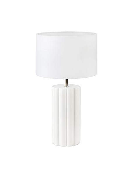 Moderne Keramik-Tischlampe Column, Lampenschirm: Stoff, Lampenfuß: Keramik, Weiß, Ø 24 x H 44 cm