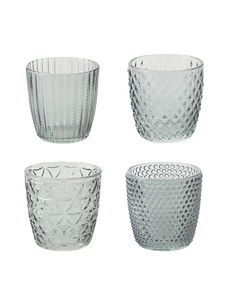 Set 4 portalumini in vetro Marilu, Vetro, Grigio, Ø 8 x Alt. 8 cm
