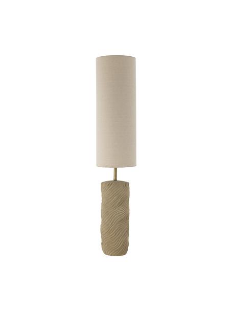 Kleine vloerlamp Payah uit keramiek, Lampenkap: linnen, Lampvoet: keramiek, Crèmewit, beige, Ø 24  x H 110 cm