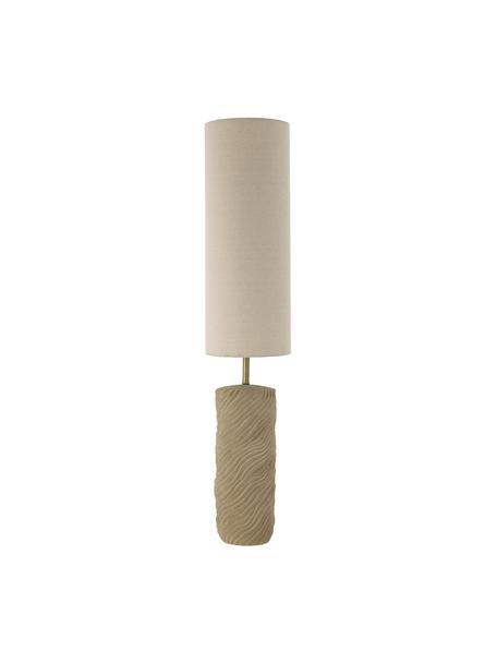 Lampada da terra piccola  in terracotta Payah, Paralume: lino, Base della lampada: gres, Paralume: metallo rivestito, Bianco crema, beige, Ø 24 x Alt. 110 cm