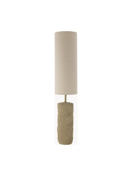 Lampa podłogowa z kamionki Payah, Kremowobiały, beżowy, W 110 cm