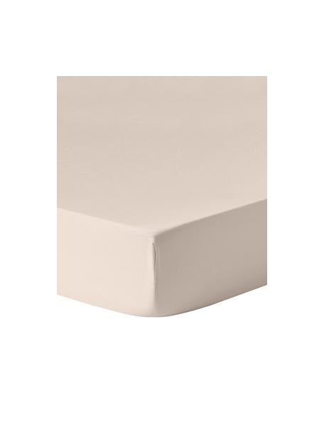Napínací prostěradlo z bavlněného saténu Comfort, Beige, Š 90 cm, D 200 cm