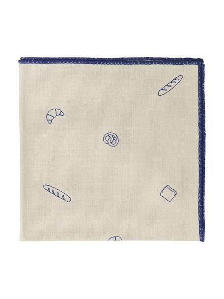 Serviette de table en tricot avec passepoil Bread, 100 % coton, Beige, bleu, larg. 45 x long. 45 cm