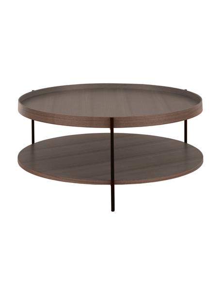 Tavolino da salotto grande in legno marrone scuro Renee, Struttura: metallo verniciato a polv, Legno di noce, Ø 90 x Alt. 39 cm