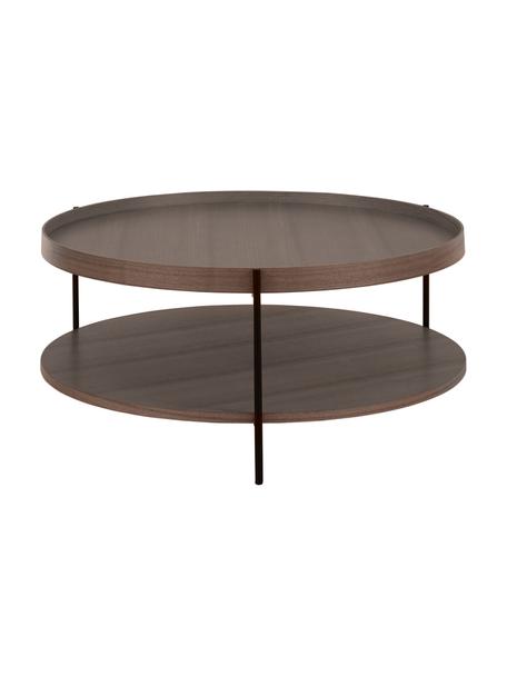 Runder Holz-Couchtisch Renee, Gestell: Metall, pulverbeschichtet, Walnussholz, Ø 90 cm