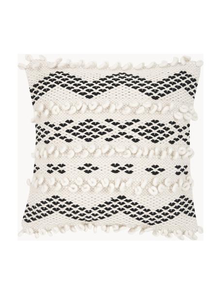 Poszewka na poduszkę w stylu boho Paco, 80% bawełna, 20% poliester, Ecru, czarny, S 45 x D 45 cm