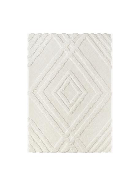 Načechraný koberec s vysokým vlasem a strukturovaným povrchem Magda, Krémově bílá, Š 160 cm, D 230 cm (velikost M)