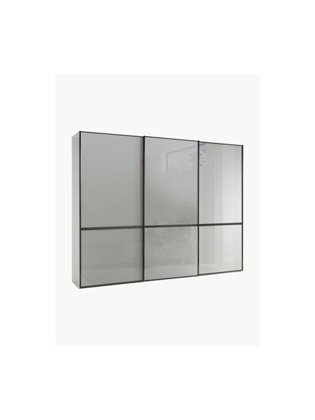 Schwebetürenschrank Montreal, 3-türig, Korpus: Holzwerkstoff, foliert, Leisten: Metall, beschichtet, Spiegelglas, B 300 x H 217 cm