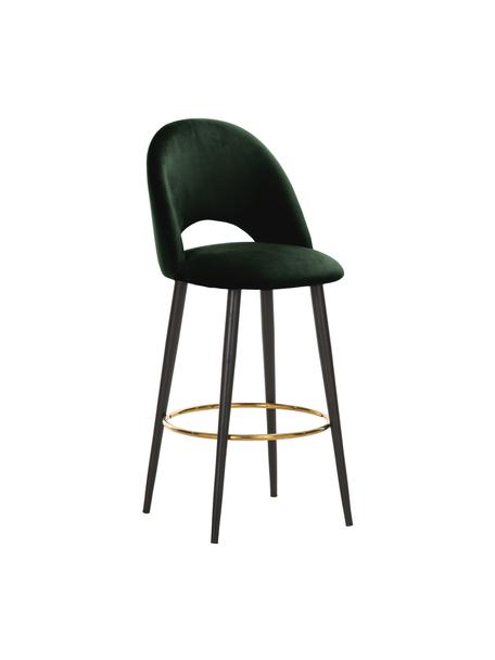 Chaise de bar en velours Rachel, Velours vert foncé, larg. 48 x haut. 110 cm