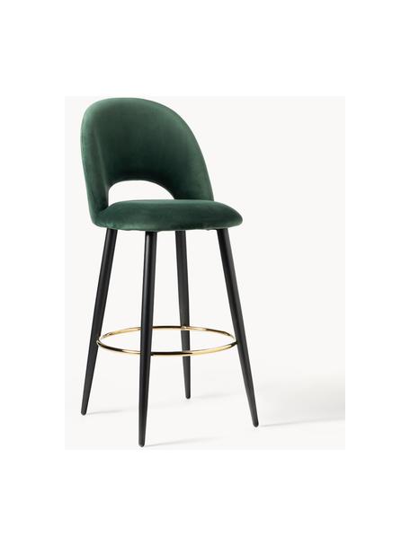 Sametová barová židle Rachel, Tmavě zelená, Š 48 cm, V 110 cm