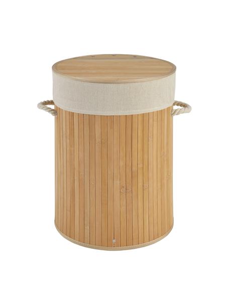 Cesta de lavandería Brimsdown, Cesta: madera de bambú, Bolsa: 70% yute, 30% algodón, Marrón, Ø 37 x Al 50 cm