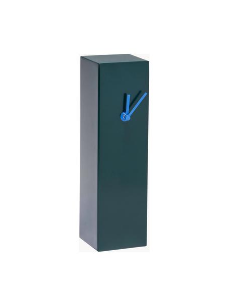 Metalen wandklok Hour, Gecoat metaal, Blauw, donkergroen, B 8 x H 28 cm