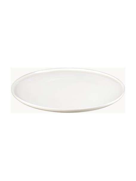 Assiettes plates en porcelaine Oco, 6 pièces, La Fine Bone China est une porcelaine tendre, qui se distingue particulièrement par sa brillance et sa translucidité, Blanc cassé, Ø 32 cm