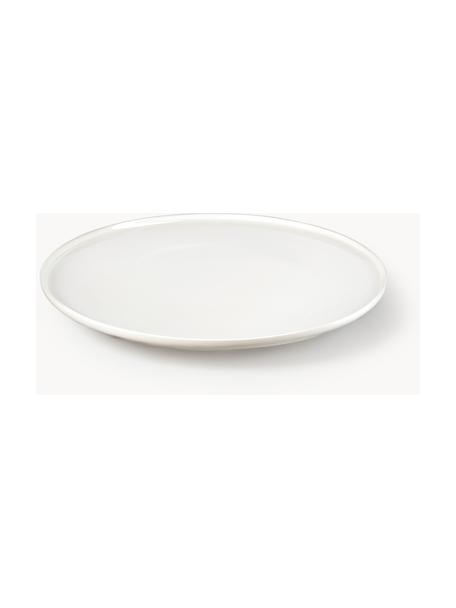 Assiettes plates en porcelaine Oco, 6 pièces, La Fine Bone China est une porcelaine tendre, qui se distingue particulièrement par sa brillance et sa translucidité, Blanc cassé, Ø 32 cm