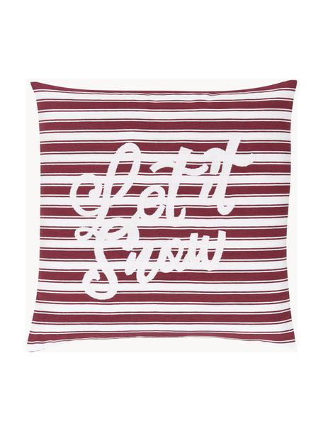 Copricuscino ricamata Let it snow, 100% cotone, Rosso vino, bianco, Larg. 45 x Lung. 45 cm