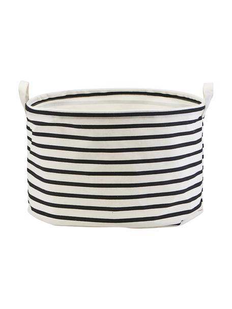 Skladovací kôš Stripes, Bavlna, polyester, umelý hodváb, Čierna, biela, Ø 40 x V 25 cm