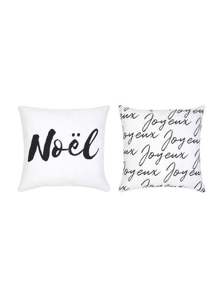 Komplet poszewek na poduszkę Noel, 2 elem., Bawełna, Biały, S 40 x D 40 cm