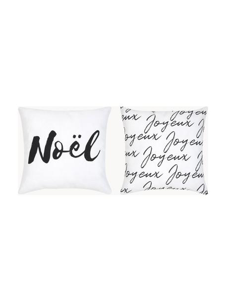 Kussenhoezen Noel, 2 stuks, Katoen, Wit, zwart, B 40 x L 40 cm