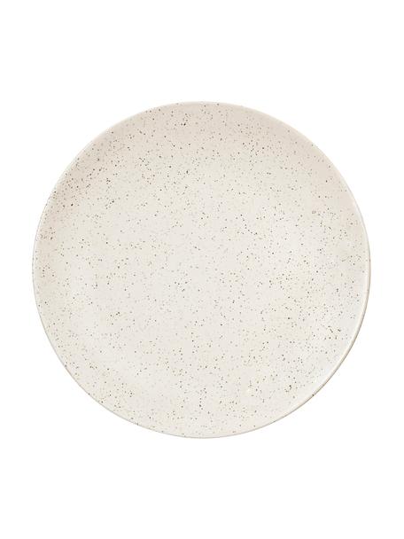 Ručně vyrobené mělké talíře z kameniny Nordic Vanilla, 4 ks, Kamenina, Krémově bílá, tečky, Ø 26 cm