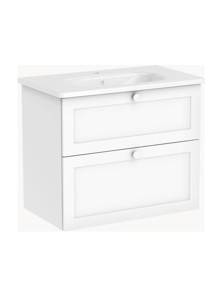 Lavabo con mobiletto con finitura opaca Rafaella, Manico: alluminio rivestito, Bianco, Larg. 80 x Alt. 67 cm