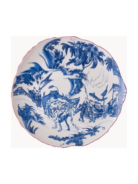 Assiette plate en porcelaine design Classic On Acid, Porcelaine, Blanc, tons bleus, larg. 96 x prof. 44 cm