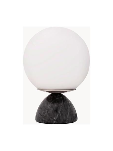 Kleine Tischlampe Shining Pearl mit Marmorfuss, Lampenschirm: Opalglas, Schwarz, marmoriert, Weiss, Ø 15 x H 21 cm