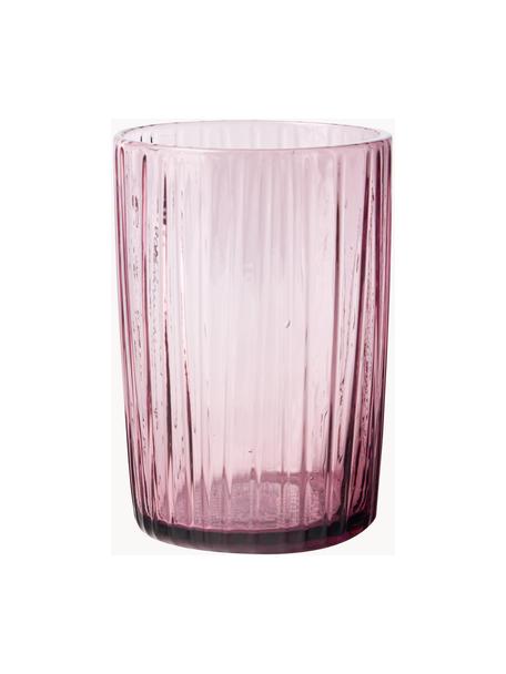 Bicchiere con superficie scanalata Kusintha 4 pz, Vetro, Rosa, Ø 7 x Alt. 10 cm