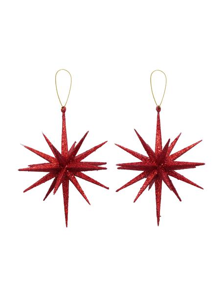 Étoile à suspendre pour sapin de Noël Tove, 2 pièces, Plastique, Rouge, Ø 15 x haut. 15 cm