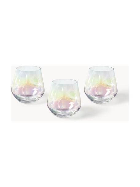 Handgefertigte Teelichthalter Rainbow, 3er-Set, Glas, Transparent, irisierend, Ø 9 x H 9 cm