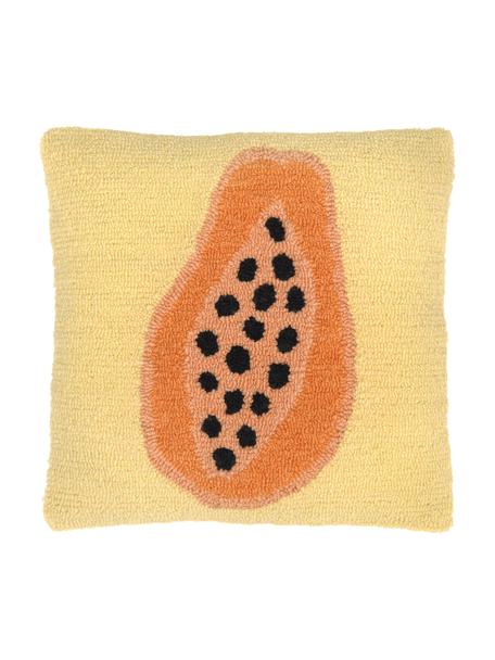 Federa arredo in ratna con motivo papaia Ratna, Retro: 100% cotone, Multicolore, Larg. 45 x Lung. 45 cm