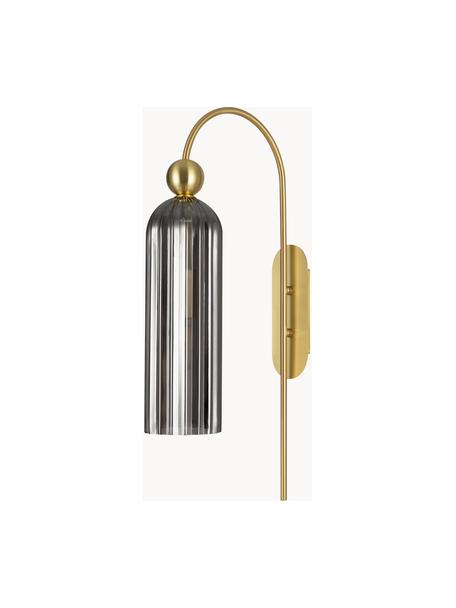 Lampada da parete Antic, Paralume: vetro, Struttura: metallo rivestito, Ottonato, grigio, Ø 10 x Alt. 30 cm