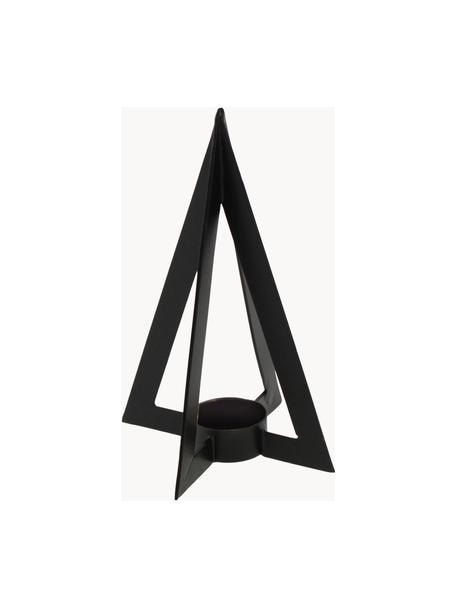 Portavelas Niva, estilo moderno, Metal recubierto, Negro, An 13 x Al 19 cm