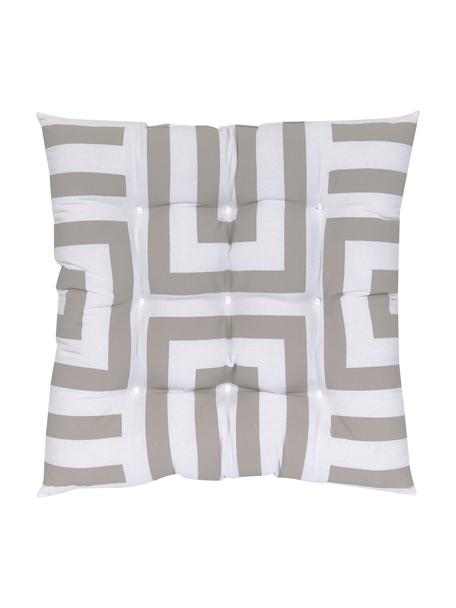 Baumwoll-Sitzkissen Bram mit grafischem Muster, Bezug: 100% Baumwolle, Beige, B 40 x L 40 cm
