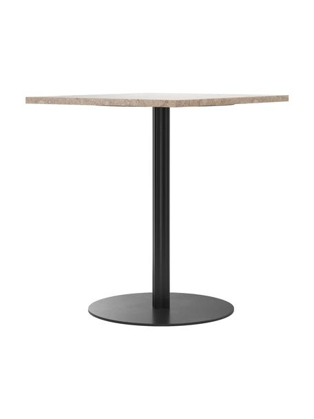 Ronde eettafel Harbour van zandsteen, 60 x 70 cm, Tafelblad: zandsteen, Poot: gepoedercoat metaal, Zwart, beige, B 60 x D 70 cm