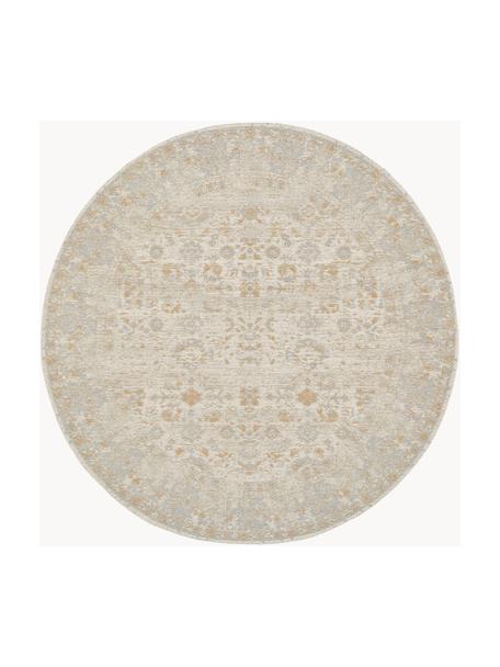 Tapis rond chenille tissé main Loire, Tons beiges, Ø 120 cm (taille S)