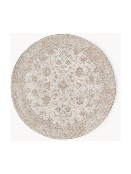 Tapis rond chenille tissé main Loire, Tons beiges, Ø 120 cm (taille S)