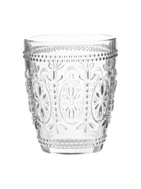 Wassergläser Chambord mit Blumen-Relief, 6 Stück, Glas, Transparent, Ø 8 x H 10 cm, 250 ml