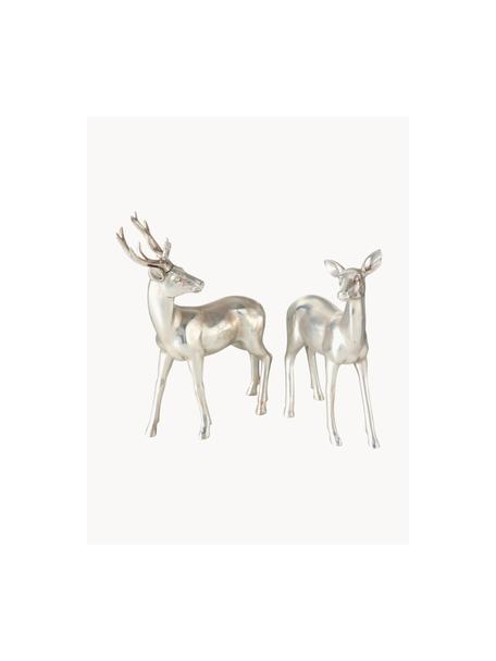 Cerfs décoratifs Tobin, 2 élém., Plastique, Argenté, larg. 18 x haut. 23 cm