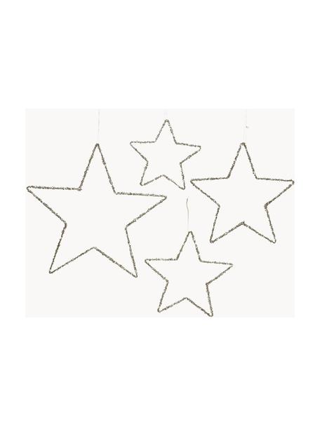 Závěsné hvězdy Glossa, 4 ks, Kov, Stříbrná, Sada s různými velikostmi