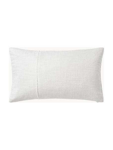 Baumwoll-Kissenhülle Terre mit dekorativer Naht, 70 % Baumwolle, 30 % Leinen, Weiß, B 30 x L 50 cm