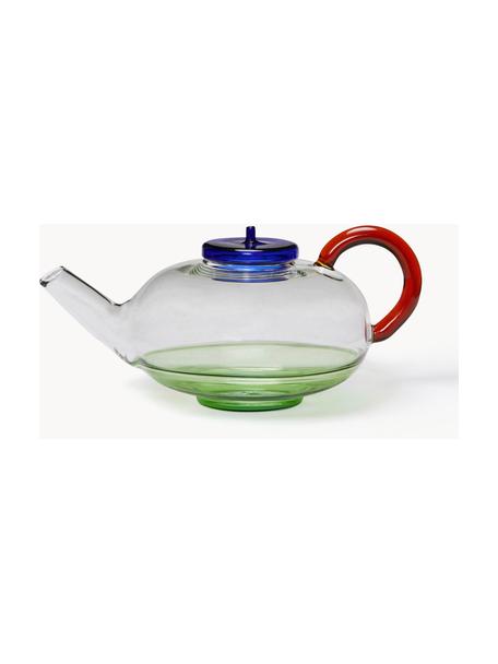 Mondgeblazen glazen theepot NoRush, 900 ml, Glas, Donkerblauw, groen, transparant, rood, 900 ml