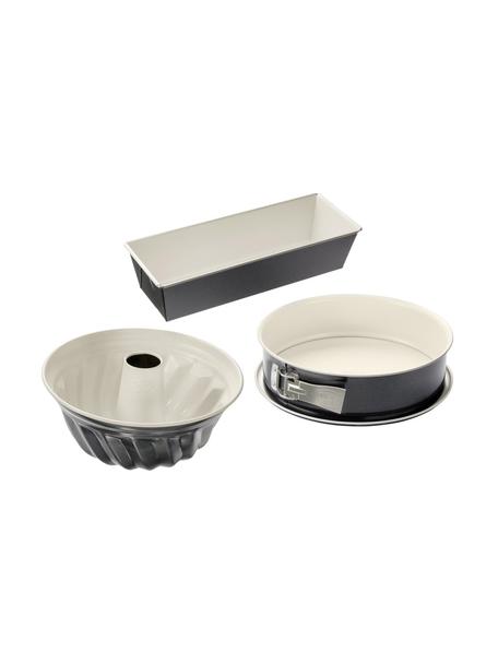 Komplet form do pieczenia z powłoką zapobiegającą przywieraniu Oetker, 3 elem., Stal z powłoką zapobiegającą przywieraniu wzmocnioną ceramiką, Odcienie kremowego, antracytowy, Komplet z różnymi rozmiarami